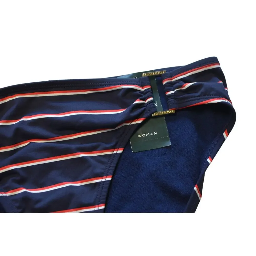 Ralph Lauren Ladies Red, White, & Blue Striped Bikini Bottoms w/ Cutout, Size 8